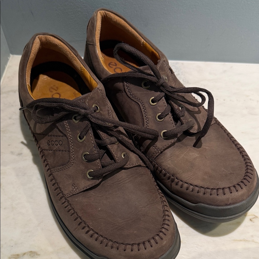 ECCO Oxford Lace Up Moc Toe Low Top Casual Shoes, size 46